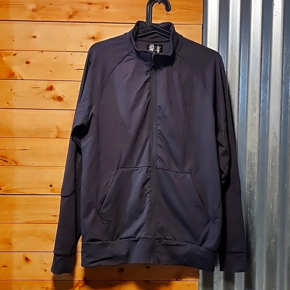 Alphalete Men's Premium Track Jacket Grey Obsidian Size Medium